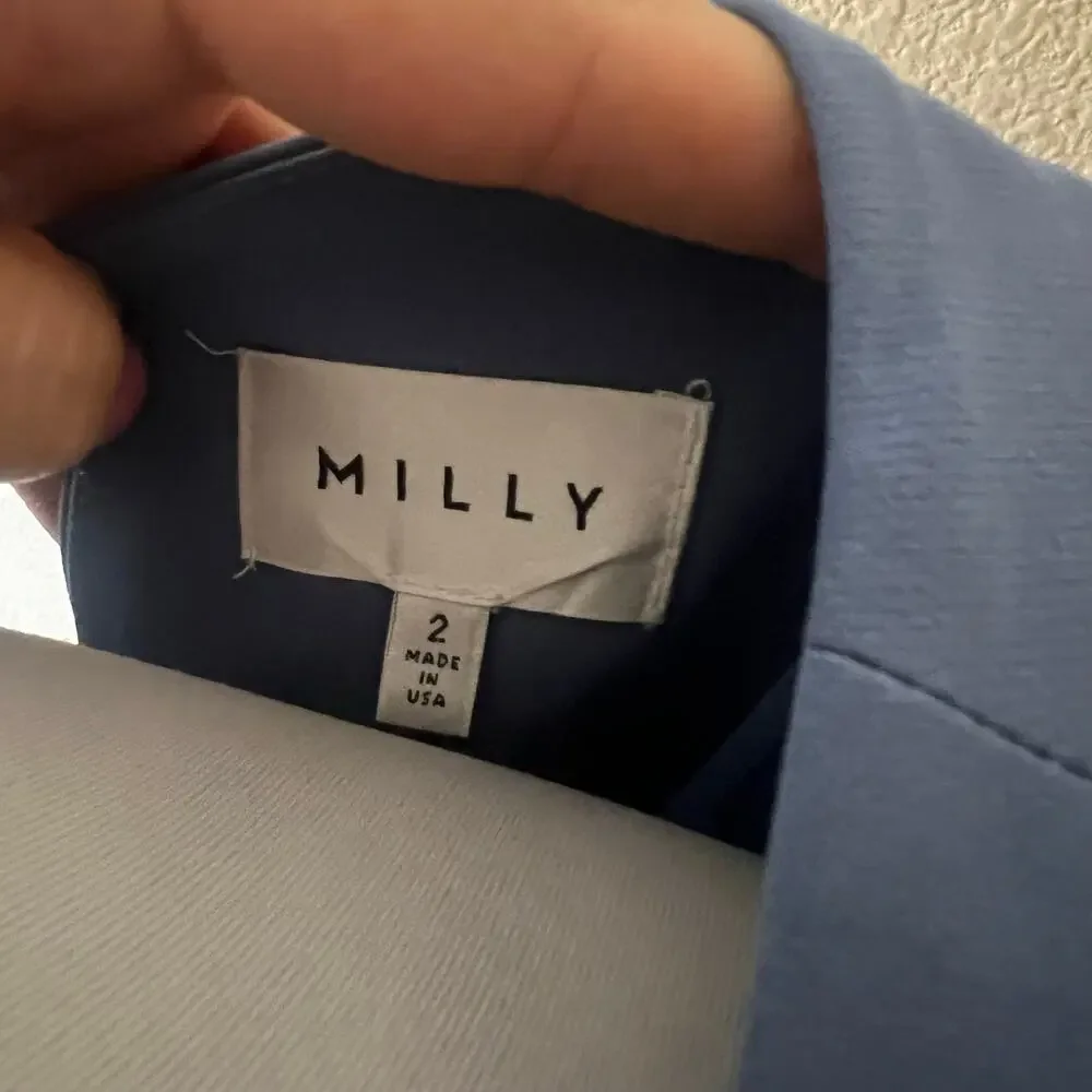 MILLY Nicole Bell Sleeve Shift Mini Dress in steel blue WOMENS 2